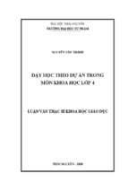 Luận văn ngành tiểu học dạy học theo dự án trong môn khoa học lớp 4