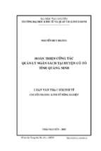Luận văn nông nghiệp hoàn thiện công tác quản lý ngân sách tại huyện cô tô tỉnh quảng ninh