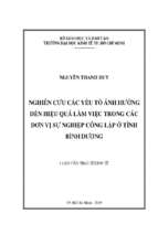 Luận văn quản lý công nghiên cứu các yếu tố ảnh hưởng đến hiệu quả làm việc trong các đơn vị sự nghiệp công lập ở tỉnh bình dương​