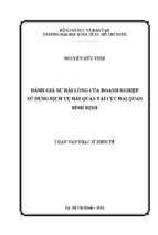 Luận văn quản lý công đánh giá sự hài lòng của doanh nghiệp sử dụng dịch vụ hải quan tại cục hải quan bình định​