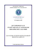 Quy định pháp luật về điều kiện đầu tư kinh doanh theo hình thức giấy phép