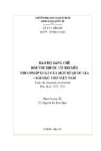 Bảo hộ sáng chế đối với thuốc cổ truyền theo pháp luật của một số quốc gia – bài học cho việt nam