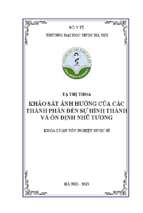 Luận văn khảo sát ảnh hưởng của các thành phần đến sự hình thành và ổn định nhũ tương​
