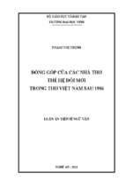 Luận án tiến sĩ đóng góp của các nhà thơ thế hệ đổi mới trong thơ việt nam sau 1986