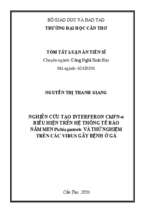 Luận án tiến sĩ nghiên cứu tạo interferon chifn α biểu hiện trên hệ thống tế bào nấm men pichia pastoris và thử nghiệm trên các virus gây bệnh ở gà tt