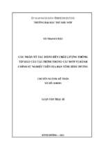 Các nhân tố tác động đến chất lượng thông tin báo cáo tài chính trong các đơn vị hành chính sự nghiệp tại địa bàn tỉnh bình dương