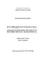 Hoàn thiện kiểm soát nội bộ hoạt động ngân quỹ tại ngân hàng tmcp đầu tư và phát triển việt nam   chi nhánh phú tài