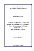 Luận văn quản lý công tác động của đào tạo và phản hồi đến kết quả làm việc của công chức công tác tại ủy ban nhân dân huyện nhà bè, thành phố hồ chí minh​