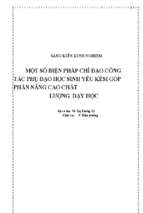 Skkn một số biện pháp chỉ đạo công tác phụ đạo học sinh yêu kém góp phần nâng cao chất lượng dạy học