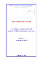 Skkn vận dụng kĩ thuật mảnh ghép để nâng cao chất lượng dạy học môn địa lý