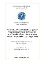 Pháp luật về cơ chế giải quyết tranh chấp trực tuyến cho người tiêu dùng và kiến nghị hoàn thiện pháp luật việt nam