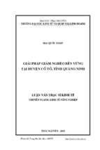 Luận văn nông nghiệp giải pháp giảm nghèo bền vững tại huyện cô tô, tỉnh quảng ninh