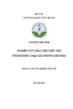 Luận văn nghiên cứu bào chế viên nén indapamid 1,5 mg giải phóng kéo dài​