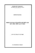 Luận văn ngành luật pháp luật bảo vệ nguồn lợi thủy sản qua thực tiễn tại cà mau​