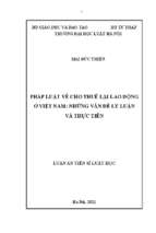 Luận án tiến sĩ pháp luật về cho thuê lại lao động ở việt nam những vấn đề lý luận và thực tiễn