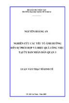 Luận văn quản lý công nghiên cứu các yếu tố ảnh hưởng đến sự phối hợp và hiệu quả công việc tại ủy ban nhân dân quận 3​