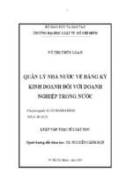 Quản lý nhà nước về đăng ký kinh doanh đối với doanh nghiệp trong nước