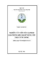 Luận văn nghiên cứu viên nén glipizid giải phóng kéo dài sử dụng cốt thân nước hpmc​