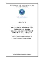 Mua cổ phần, phần vốn góp trong doanh nghiệp của nhà đầu tư nước ngoài theo pháp luật việt nam