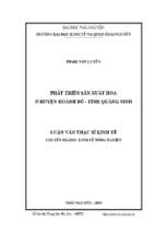 Luận văn nông nghiệp nghiên cứu phát triển sản xuất hoa ở huyện hoành bồ, tỉnh quảng ninh