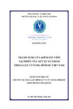 Tranh tụng của kiểm sát viên tại phiên tòa xét xử sơ thẩm theo luật tố tụng hình sự việt nam