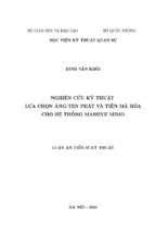 Luận án tiến sĩ nghiên cứu kỹ thuật lựa chọn ăng ten phát và tiền mã hóa cho hệ thống massive mimo