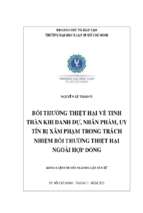 Bồi thường thiệt hại về tinh thần khi danh dự, nhân phẩm, uy tín bị xâm phạm trong trách nhiệm bồi thường thiệt hại ngoài hợp đồng