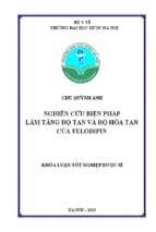 Luận văn nghiên cứu biện pháp làm tăng độ tan và độ hòa tan của felodipin​