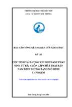 Ước tính tải lượng khí methane phát sinh từ bãi chôn lấp chất thải rắn nam bình dương bằng mô hình landgem