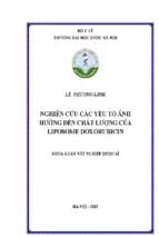 Luận văn nghiên cứu các yếu tố ảnh hưởng đến chất lượng của liposome doxorubicin​