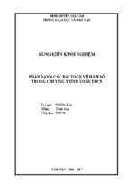 Skkn phân dạng các bài toán về hàm số trong chương trình toán thcs