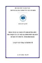 Luận văn quản lý công phân tích các nhân tố ảnh hưởng đến thu nhập của các hộ gia đình trên địa bàn huyện tuy phước, tỉnh bình định​