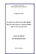 Luận án tiến sĩ tác động của chất lượng thể chế đến hiệu quả hoạt động của doanh nghiệp nhỏ và vừa ở việt nam