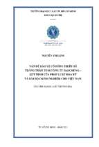 Vấn đề bảo vệ cổ đông thiểu số trong thâu tóm công ty đại chúng – quy định của pháp luật hoa kỳ và bài học kinh nghiệm cho việt nam