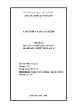 Skkn một số giải pháp giảng dạy hiệu quả kĩ năng nói môn tiếng anh 10.