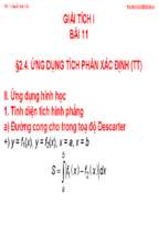 Giải tích 1. bài 11 ứng dụng của tích phân xác định.