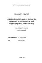 Giải pháp hoàn thiện quản lý thu thuế thu nhập doanh nghiệp tại chi cục thuế huyện lạng giang, tỉnh bắc giang