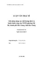 Giải pháp nâng cao chất lượng dịch vụ hành chính công của ubnd phường mỹ độ, thành phố bắc giang, tỉnh bắc giang