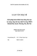 Giải pháp hoàn thiện hoạt động đào tạo kỹ năng sống cho học sinh trường thcs khánh hà, huyện thườngtín, hà nội