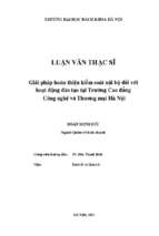 Giải pháp hoàn thiện kiểm soát nội bộ đối với hoạt động đào tạo tại trường cao đẳng công nghệ và thương mại hà nội