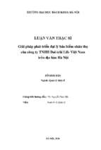 Giải pháp phát triển đại lý bảo hiểm nhân thọ của công ty tnhh dai ichi life việt nam trên địa bàn hà nội