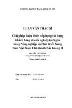 Giải pháp hoàn thiện xếp hạng tín dụng khách hàng doanh nghiệp tại ngân hàng nông nghiệp và phát triển nông thôn việt nam chi nhánh bắc giang