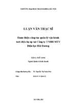 Hoàn thiện công tác quản lý vận hành lưới điện hạ áp tại công ty tnhh mtv điện lực hải dương