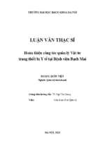 Hoàn thiện công tác quản lý vật tư trang thiết bị y tế tại bệnh viện bạch mai