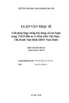 Giải pháp tăng cường huy động vốn tại ngân hàng tmcp đầu tư và phát triển việt nam (bidv nam định)