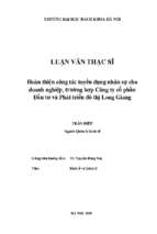 Hoàn thiện công tác tuyển dụng nhân sự cho doanh nghiệp, trường hợp công ty cổ phần đầu tư và phát triển đô thị long giang