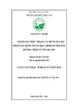 Đánh giá thực trạng và đề xuất giải pháp xây dựng hồ sơ địa chính huyện sơn dương, tỉnh tuyên quang