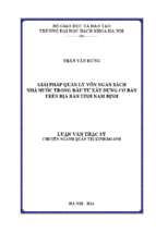 Giải pháp quản lý vốn ngân sách nhà nước trong đầu tư xây dựng cơ bản trên địa bàn tỉnh nam định 273705
