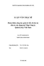 Hoàn thiện công tác quản lý tiến độ dự án đầu tư xây dựng tại tổng công ty quản lý bay việt nam