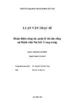 Hoàn thiện công tác quản lý tài sản công tại bệnh viện nội tiết trung ương